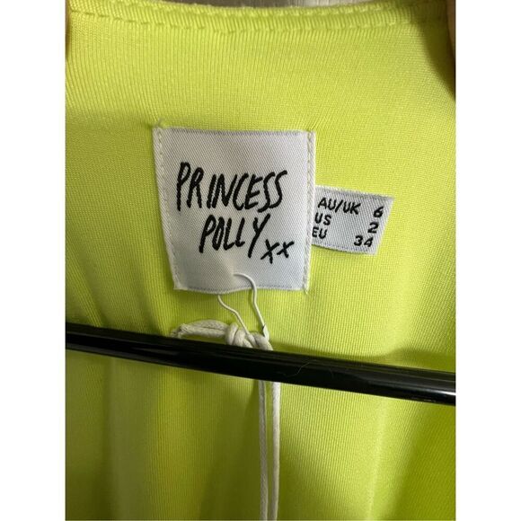 NWT Princess Polly Remi Bright Yellow Long Sleeve Fitted Ribbed Dress - Picture 3 of 5
